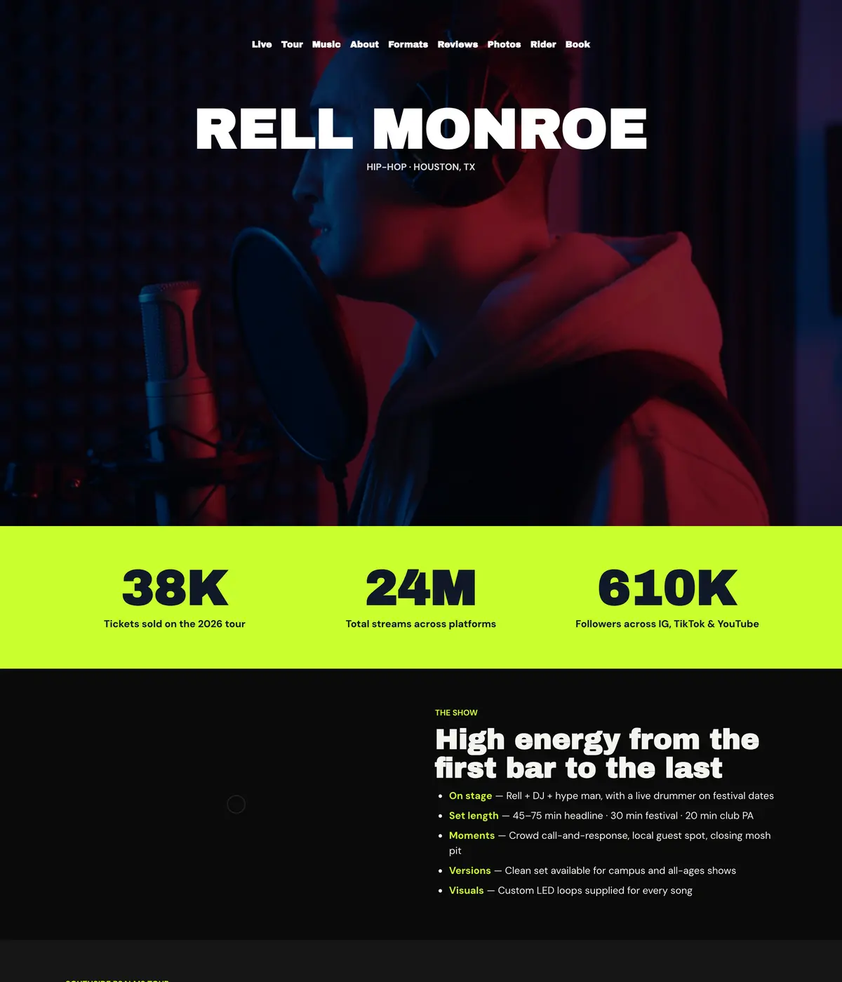Rell Monroe Hip Hop EPK template on a laptop