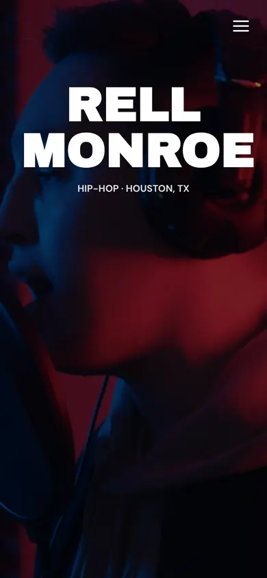 Rell Monroe Hip Hop EPK template on a phone
